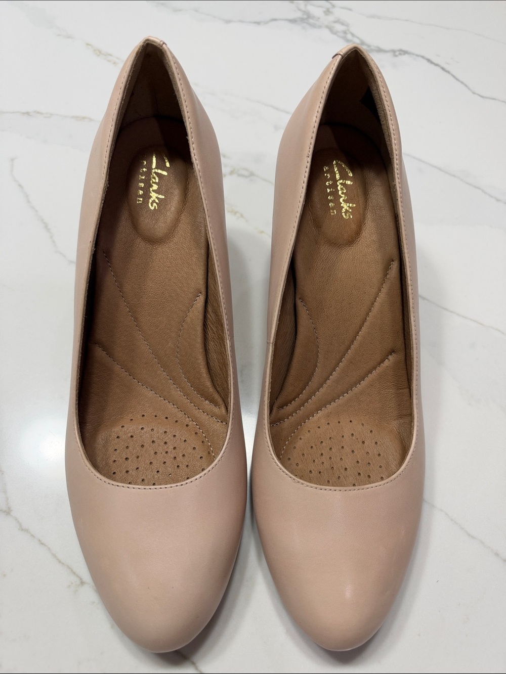 Clarks Women's Blush Leather Round-Toe Pumps